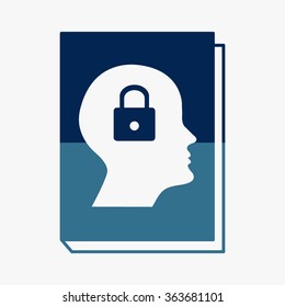 Blue book - vector icon with human profile picture