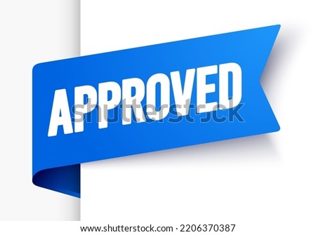 Blue Bookmark Sign With Text Approved