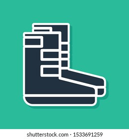 Blue Boots icon isolated on green background. Diving underwater equipment.  Vector Illustration