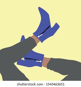 Blue boots legs vector illustration