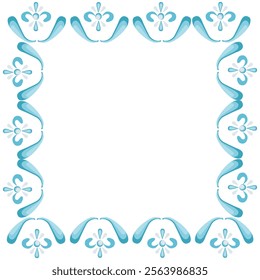 Blue Border of ancient style. Transparent on white background.