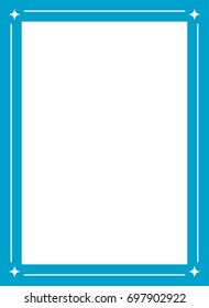 Blue border art picture frame vector vintage