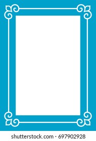 Blue border art picture frame vector vintage