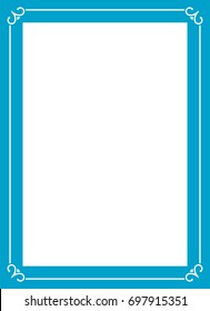 Blue border art picture frame vector vintage