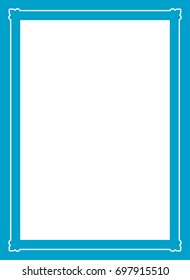 Blue border art picture frame vector vintage