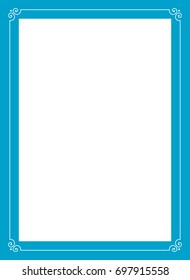 Blue border art picture frame vector vintage