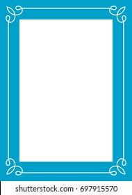 Blue border art picture frame vector vintage