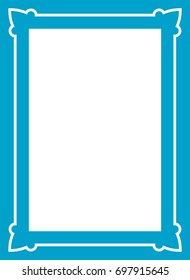 Blue border art picture frame vector vintage