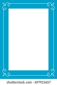 Blue border art picture frame vector vintage