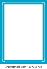 Blue border art picture frame vector vintage