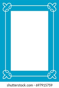 Blue border art picture frame vector vintage