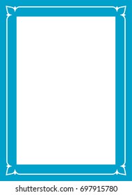 Blue border art picture frame vector vintage