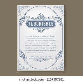 Blue border Floral vintage frame with beautiful filigree, decorative border, luxury greeting cards,vector illustration