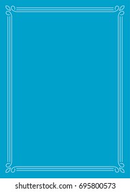 Blue border frame book cover vector vintage background