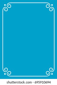 Blue border frame book cover vector vintage background