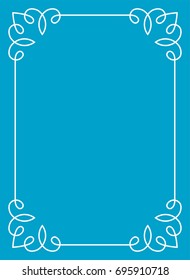 Blue border frame book cover vector vintage background