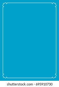 Blue border frame book cover vector vintage background