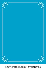 Blue border frame book cover vector vintage background