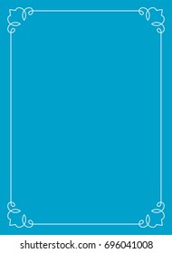Blue border frame book cover vector vintage background