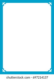 Blue border frame book cover vector vintage background