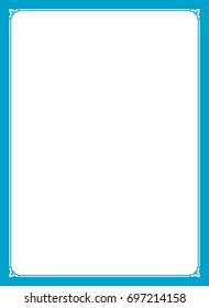Blue border frame book cover vector vintage background