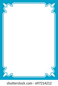 Blue border frame book cover vector vintage background