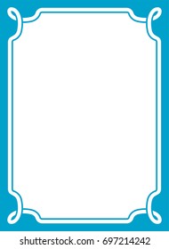 Blue border frame book cover vector vintage background