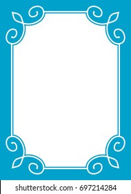 Blue border frame book cover vector vintage background