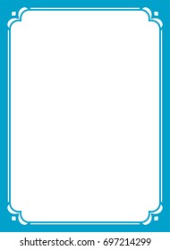 Blue border frame book cover vector vintage background