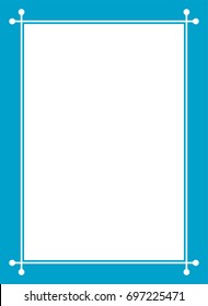 Blue border frame book cover vector vintage background