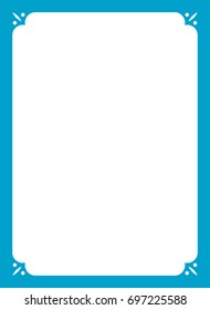 Blue border frame book cover vector vintage background