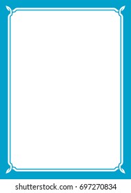 Blue border frame book cover vector vintage background