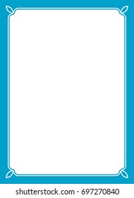 Blue border frame book cover vector vintage background