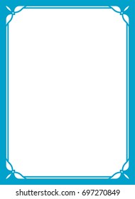 Blue border frame book cover vector vintage background