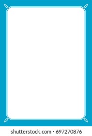 Blue border frame book cover vector vintage background
