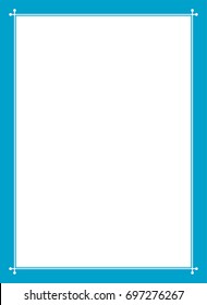 Blue border frame book cover vector vintage background