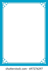 Blue border frame book cover vector vintage background