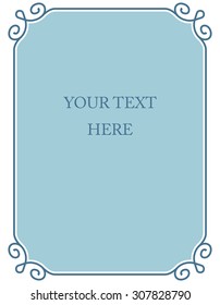 Blue border frame deco vector art simple line corner