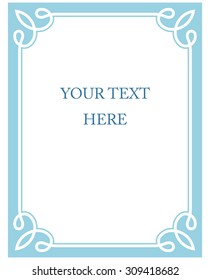 Blue border frame deco vector label simple line corner