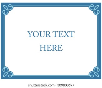 Blue border frame deco vector label simple line corner