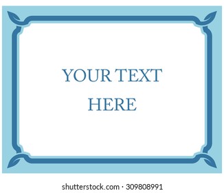 Blue border frame deco vector label simple line corner