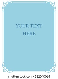 Blue border frame deco vector label simple line corner