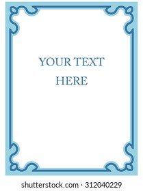 Blue border frame deco vector label simple line corner