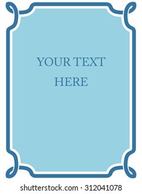 Blue border frame deco vector label simple line corner