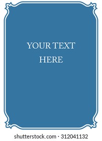 Blue border frame deco vector label simple line corner