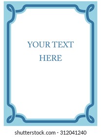 Blue border frame deco vector label simple line corner