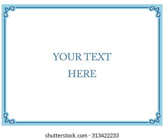 Blue border frame deco vector label simple line corner