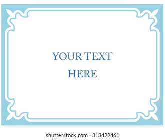 Blue border frame deco vector label simple line corner