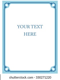 Blue border frame deco vector label simple line corner