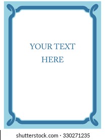 Blue border frame deco vector label simple line corner